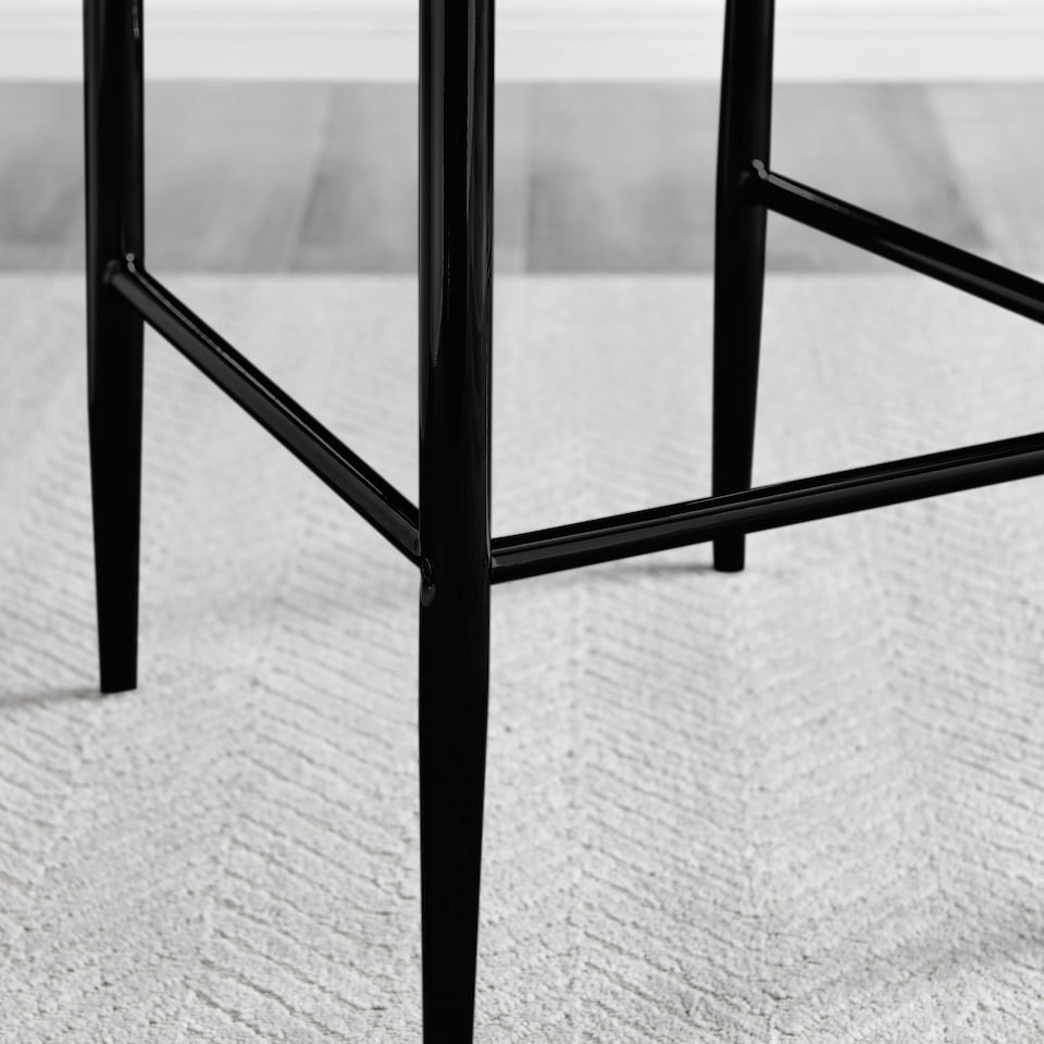 image 1 of Furniturebox 2x Milan Black Leather Black Leg Bar Stools