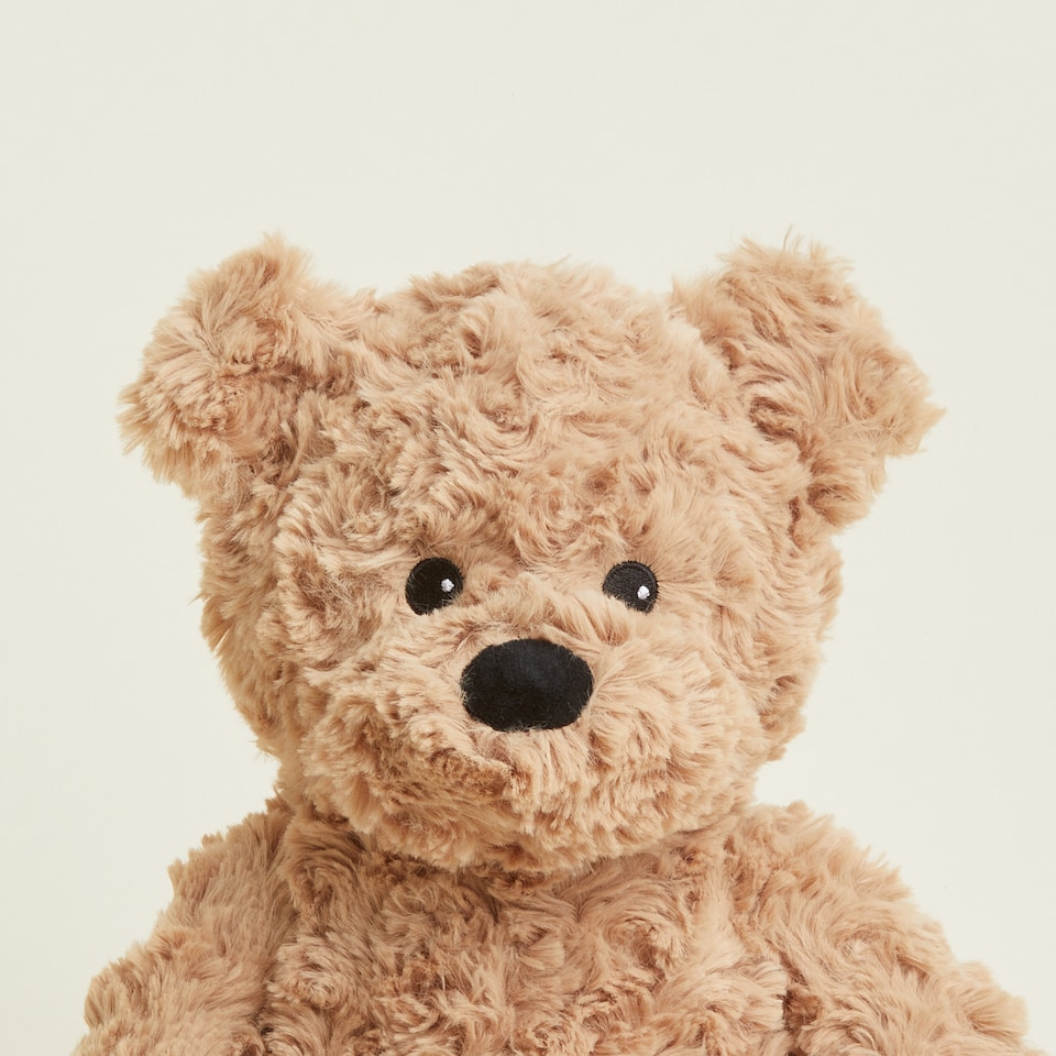 image 1 of Warmies Plush Brown Curly Bear Microwavable Weighted Teddy with French Lavender Scent, Hot or Cold for Cool Relaxation and Warm Relief