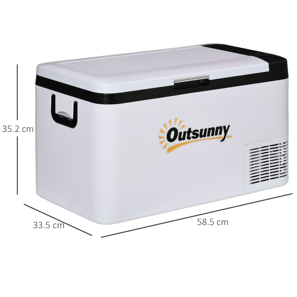 image 1 of Outsunny 12V Portable Car Refrigerator with Inner LED Light Indoor Outdoor, 25L