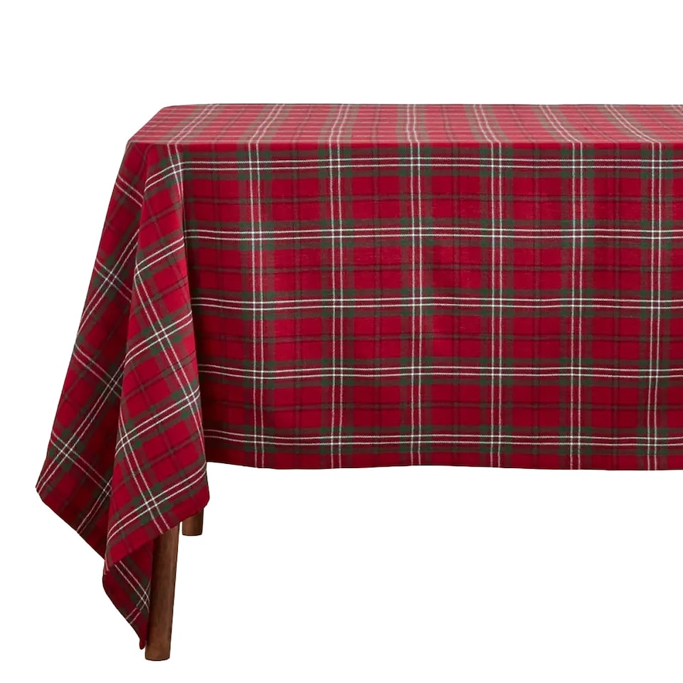 image 1 of Homescapes Red Prince Edward Tartan Christmas Tablecloth - 137 x 178 cm | Red | 137cm x 178cm (54" x 70")