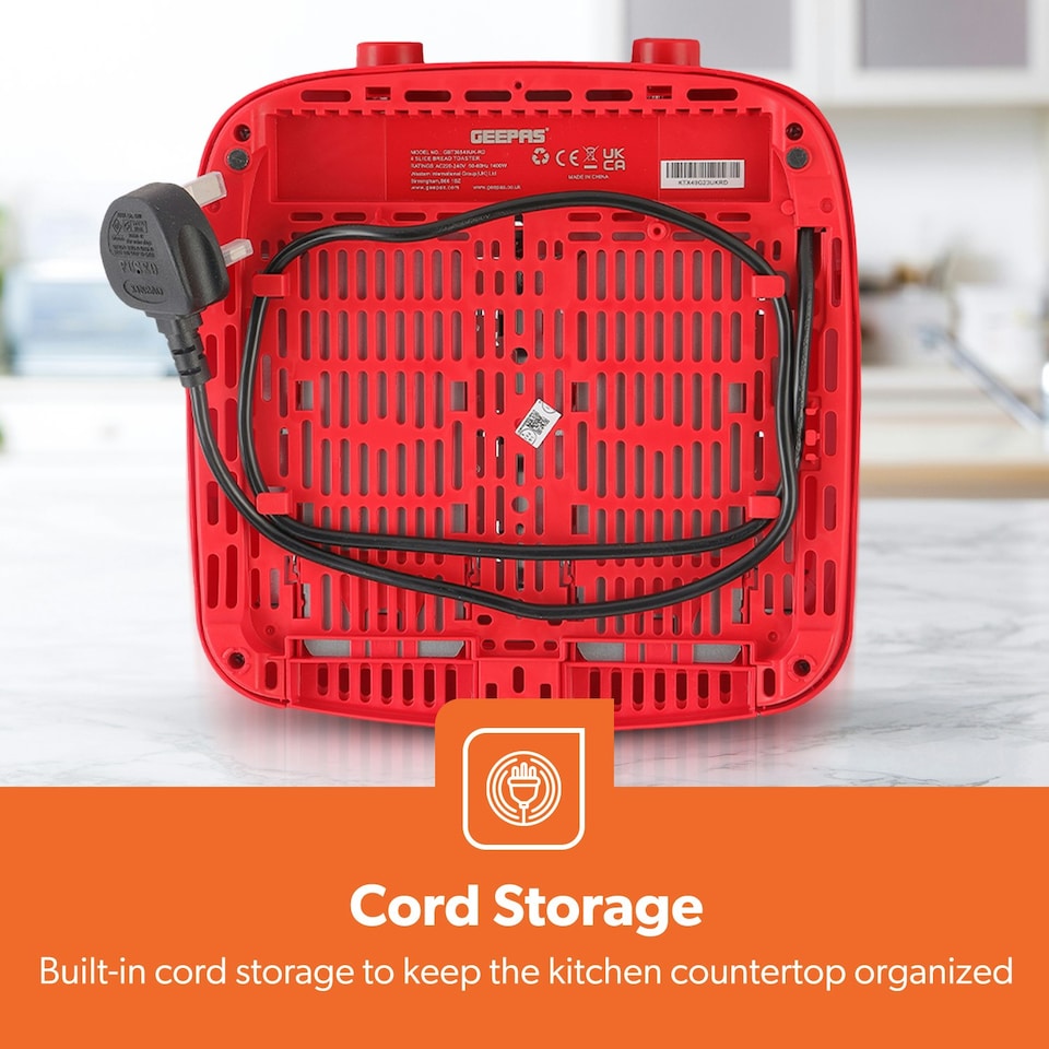 image 1 of GEEPAS 4 Slice Toaster 1400W, Red