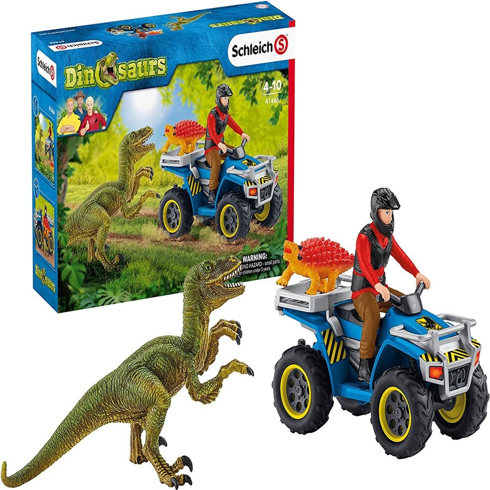 image 1 of Schleich Dinosaurs Quad escape from Velociraptor Figure