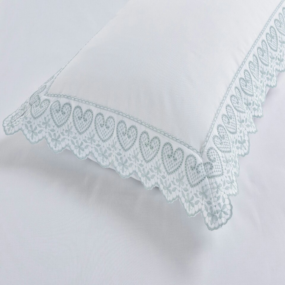 image 1 of Elise Embroidered Floral Duvet Cover Set with Pillowcases Included (White) White | King