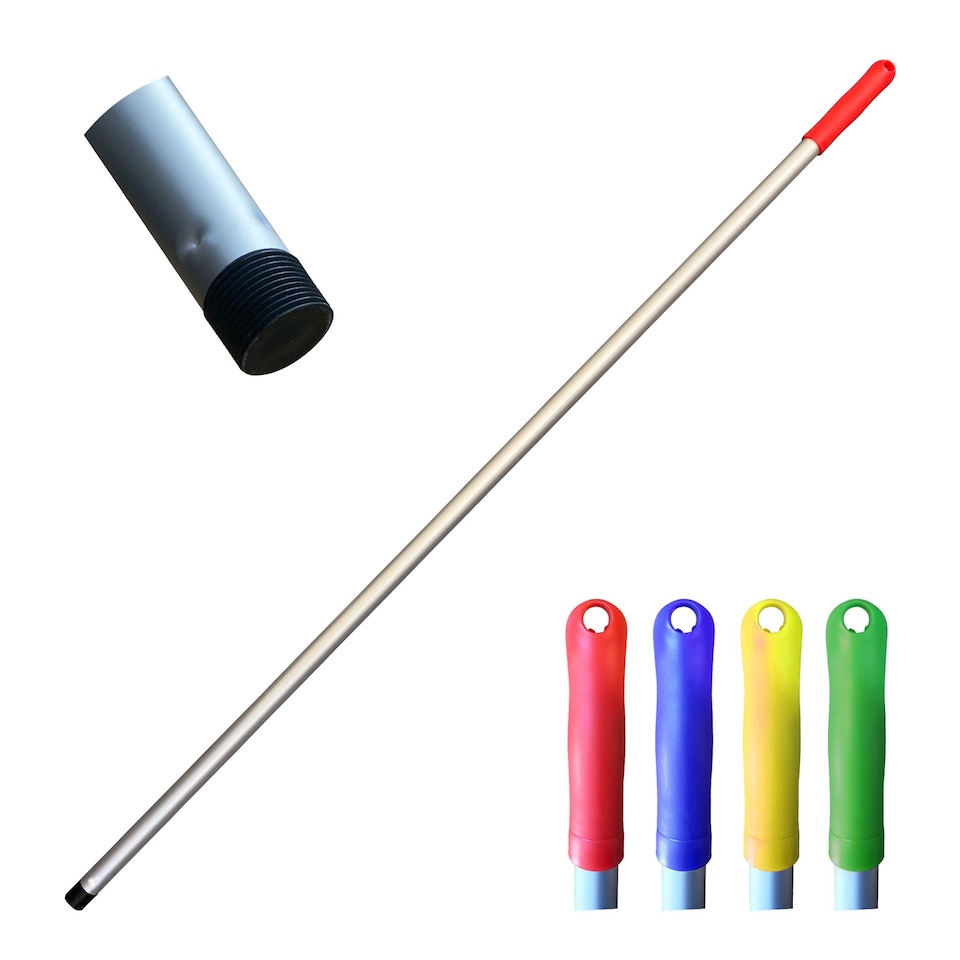 image 1 of Colour-Coded Aluminium Mop & Broom Handle 120cm Universal Screw Fit