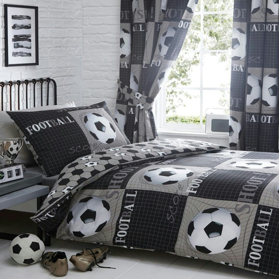 image 1 of Portfolio Home Shoot Football Reversible Soft Easy Care Bed Linen Bedding Duvet Cover Quilt Set With Pillow Cases Multi | Single