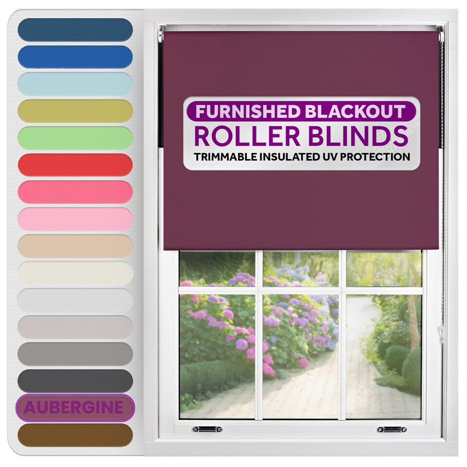 image 1 of Blackout Roller Blind 110cm Wide x 165cm Long | Purple | Aubergine