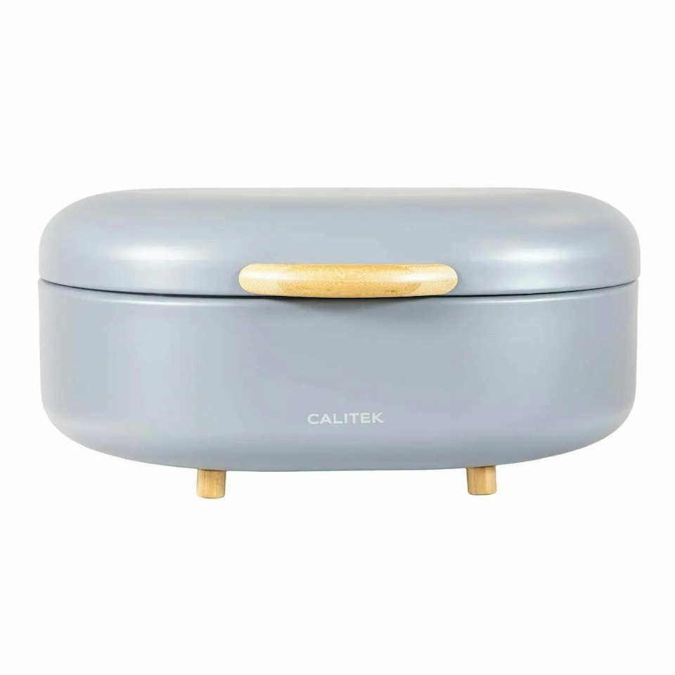 image 1 of CALITEK Bread Bin with Bamboo Feet Carbon Steel Grey Grey
