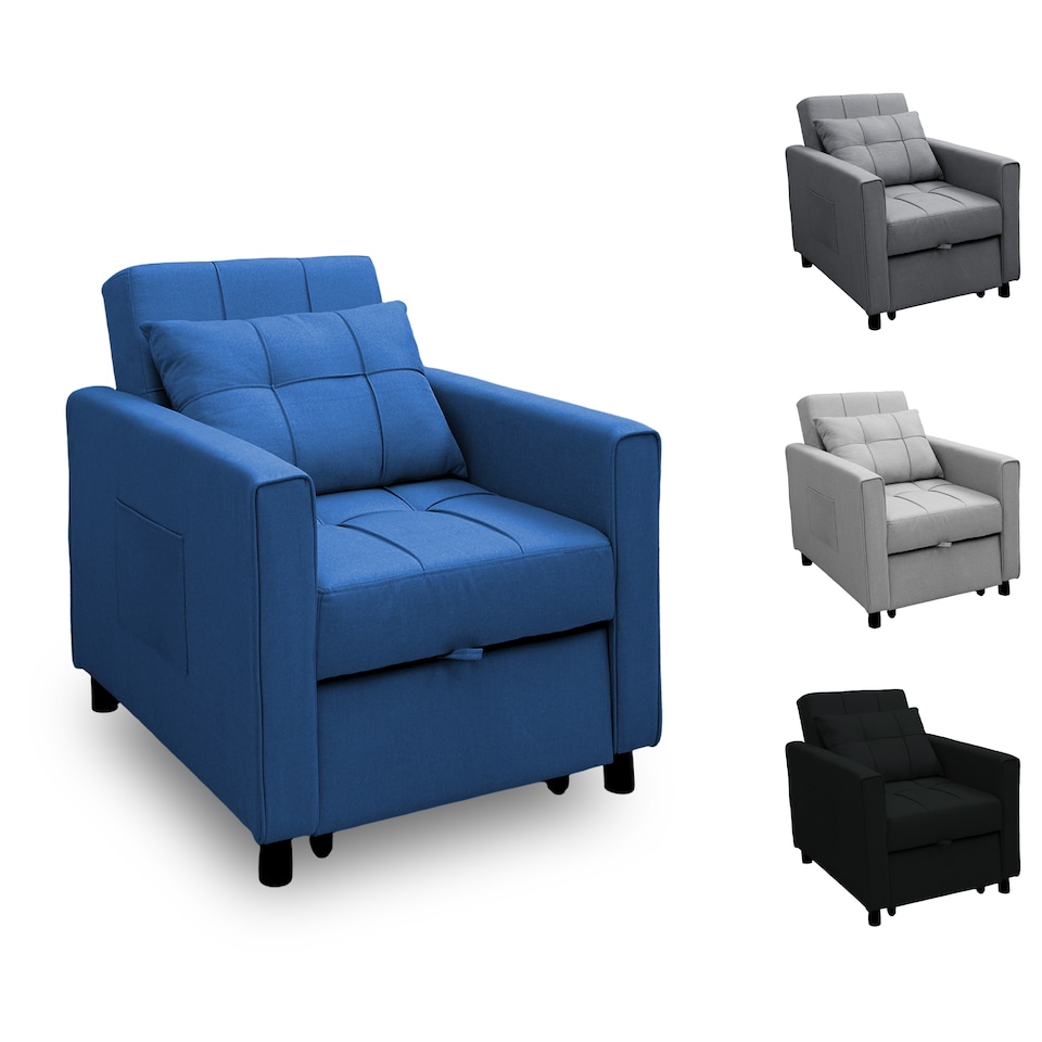 image 1 of Alivio 3 in 1 Convertible Sofa Bed with Adjustable Backrest and Pull Out Sleeper (Blue)