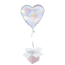 Iridescent Heart Foil Helium Balloon - Inflated Balloon in a Box