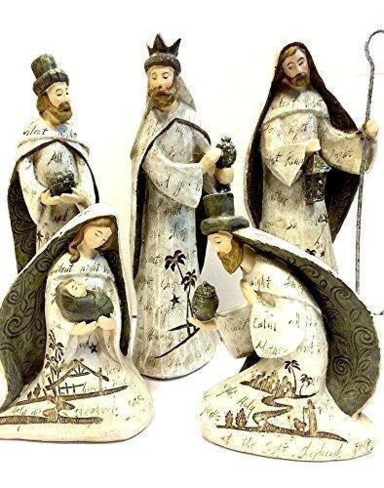 image 1 of Set Of 5 Christmas Nativity Scene Figurine Ornament Statues