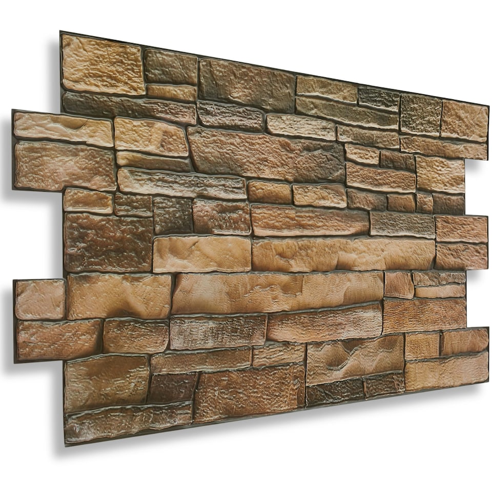 image 1 of NOVECRAFTO 3D Wall Panels – 6 PVC Sheets, Covers 2.76 sqm (29.76 sq ft), 96x48cm Each – Rustic Tan Brickwork Effect Cladding, Moisture Resistant