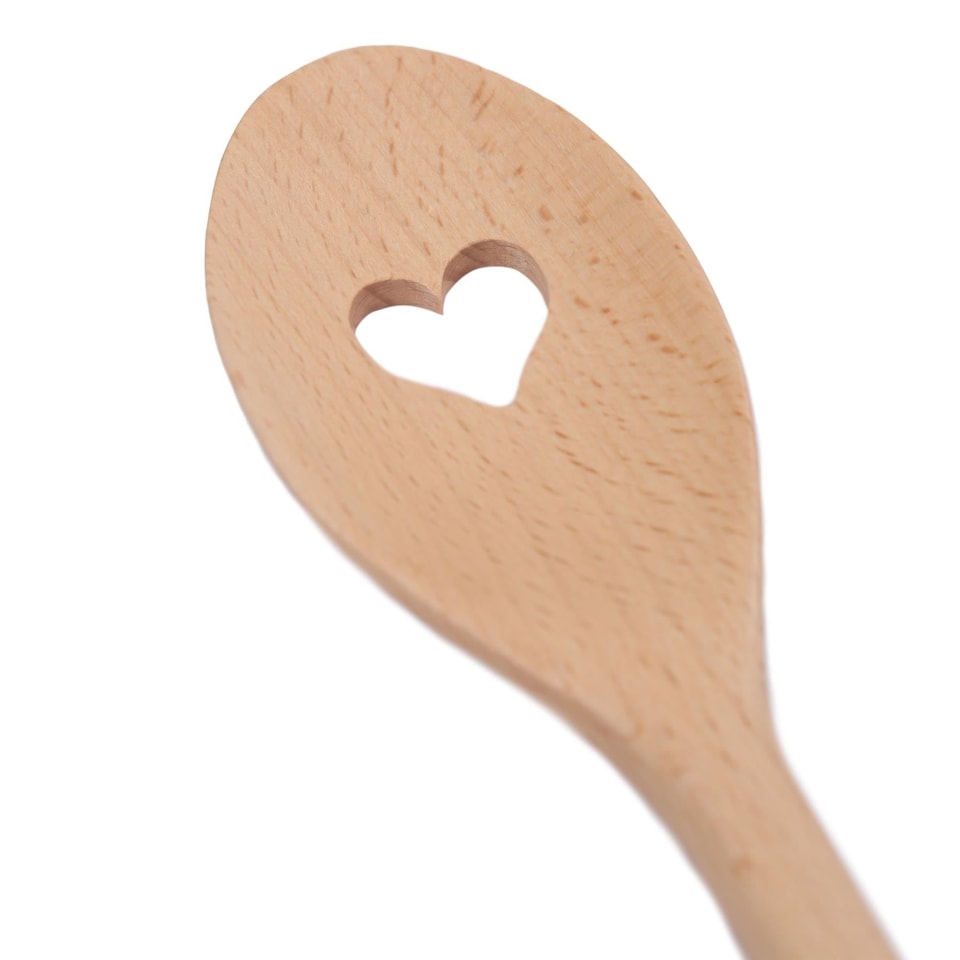 image 1 of Argon Tableware Wooden Heart Cooking Spoons - 30cm - Pack of 3