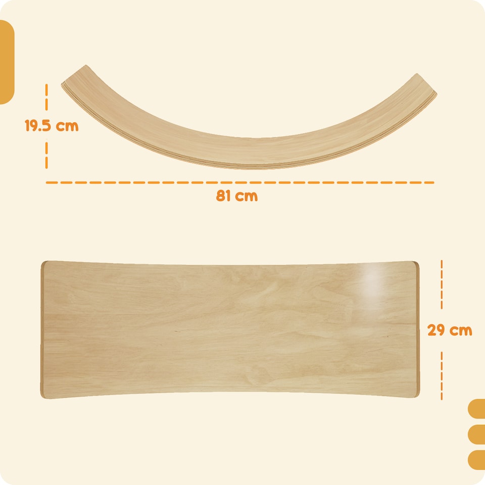 image 1 of AIYAPLAY Wooden Balance Board for Kids, Wobble Board with Felt | Orange | One Size