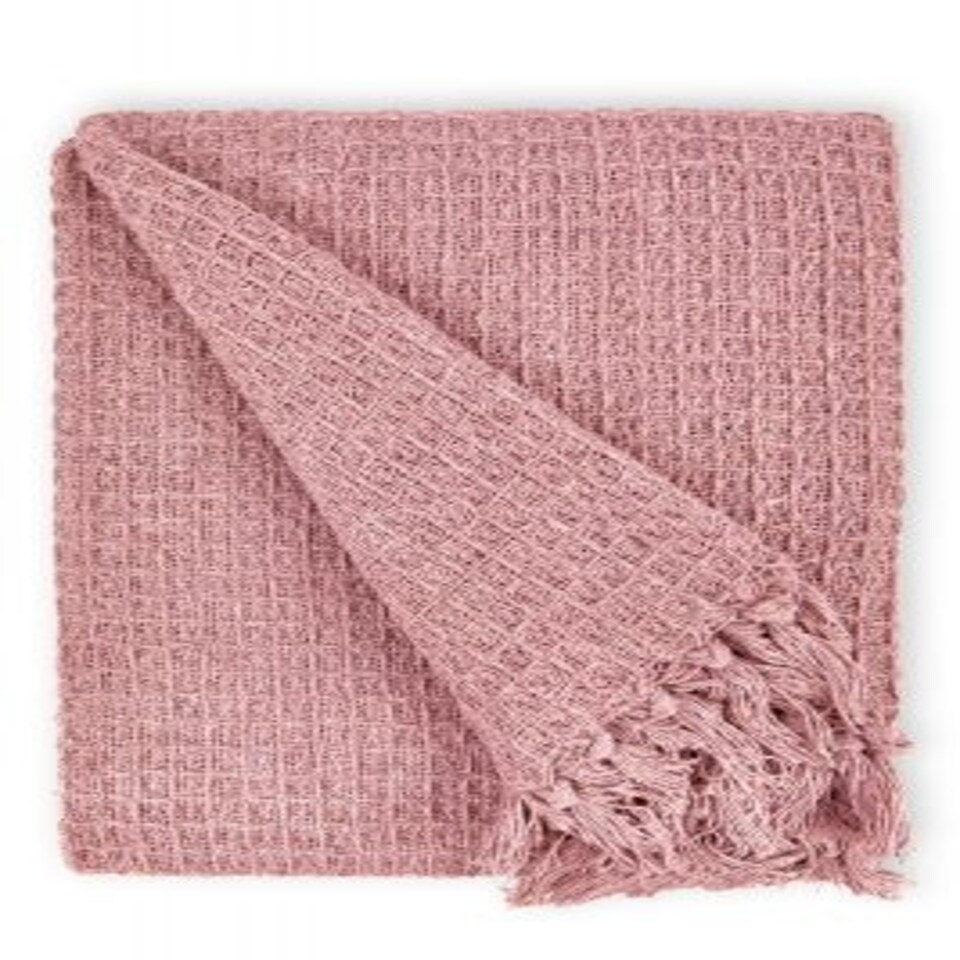 image 1 of Waffle Collection Recycled Cotton Throw in Blush Pink (50" x 60")