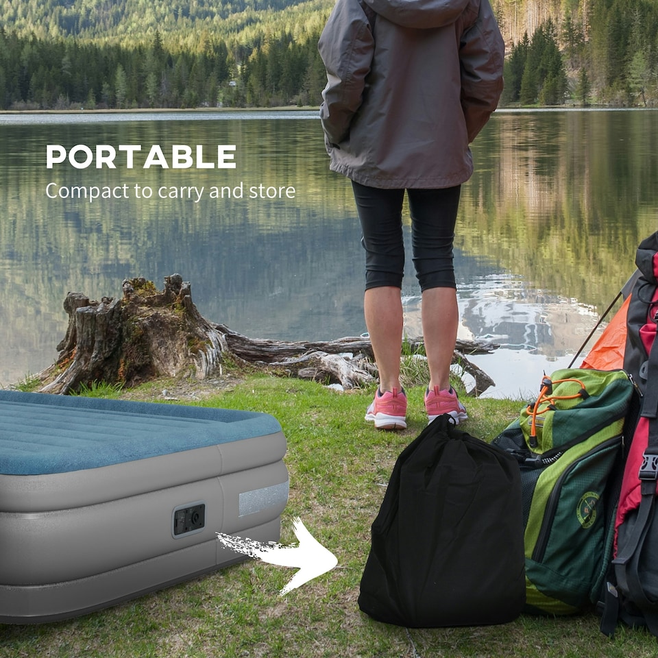 image 1 of Outsunny King Inflatable Mattress with Electric Pump, 203 x 152 x 46cm
