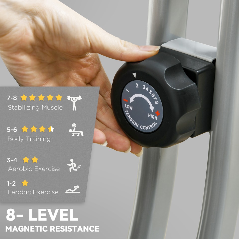 image 1 of SPORTNOW Folding Exercise Bike, Quiet Stationary Bike with 8-Level Magnetic Resistance, Heart-Rate Sensor, Adjustable Seat and Wheels for Home Gym Workout, Black and Grey | Grey