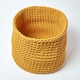 image 2 of Homescapes Yellow Cotton Knitted Round Storage Basket - 42 x 37 cm | Yellow | Yellow | L