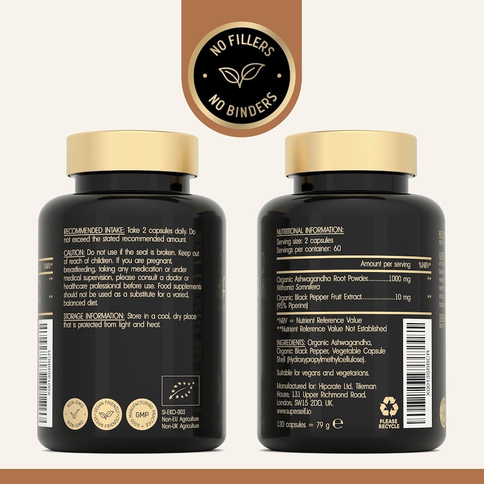 image 1 of SuperSelf Organic Ashwagandha 1000mg 120 Capsules