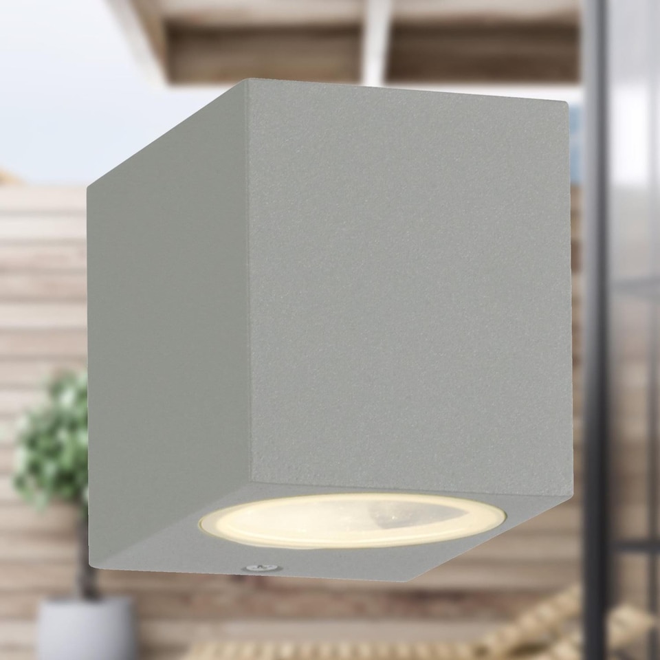 image 1 of Set of 6 Falmouth - Grey Downwards Outdoor IP44 Wall Light | Grey | Clear | 6