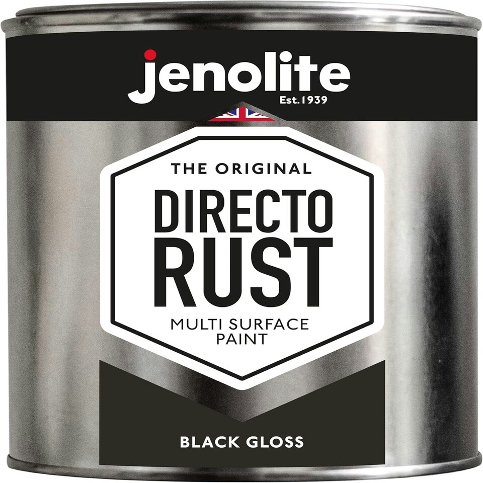 image 1 of Jenolite Directorust All-in-One Multi-Surface Paint - Black Gloss - 1L