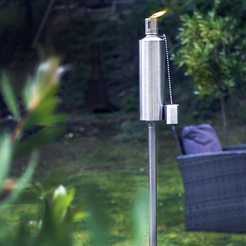 image 1 of Harbour Housewares Metal Garden Torches - Cylinder - Silver - Pack of 6