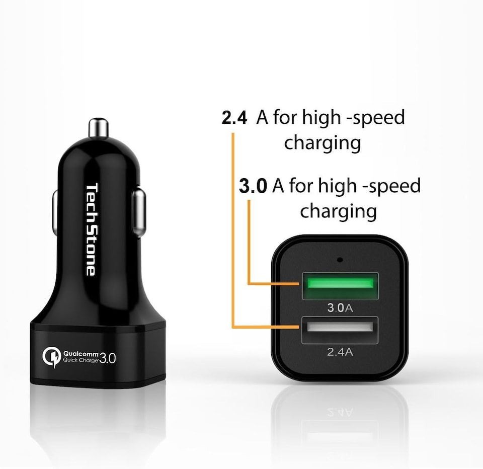cigarette lighter usb charger - tesco TechStone Car Charger Dual USB In Car Fast Charging Adapter Quick Charge  3.0 Mini Phone Cigarette Lighter 12v Socket for iPhone XS XR Max 7 8 Plus,  Air 2 iPad Pro Mini,