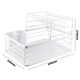 image 2 of Living and Home Kitchen 2 Tier Metal Dish Drainer Rack Sink Washing Plates Draining Board White