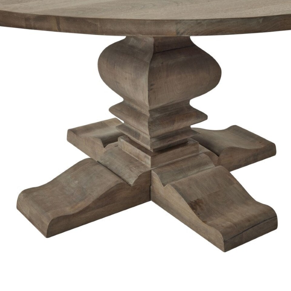 image 1 of Copgrove Collection Round Pedestal Dining Table - Wood - L150 x W150 x H78 cm - Brown Brown