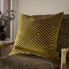 Paoletti Evoke Cut Velvet Cushion | Green | Olive | 55 x 55cm | 1