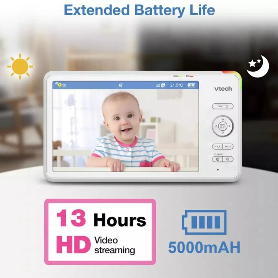 image 1 of VTech RM7787HD 7" Over-the-Cot Smart HD Video Baby Monitor