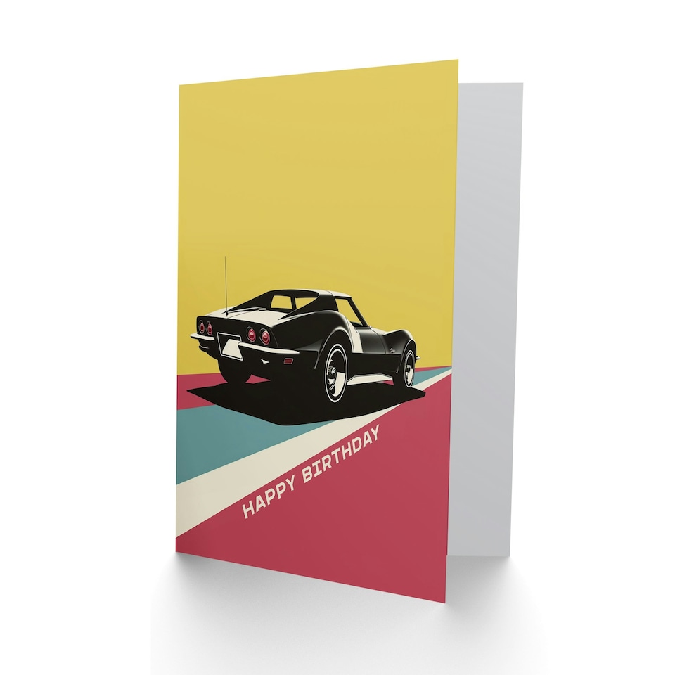 image 1 of Sports Car Modern Geometric Colour Block Him Birthday Card