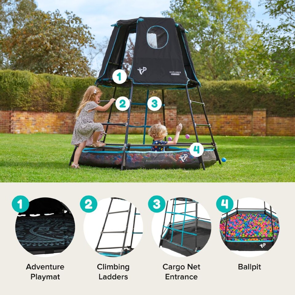 image 1 of TP Explorer Metal Climbing Frame Set & Swing Black Edition