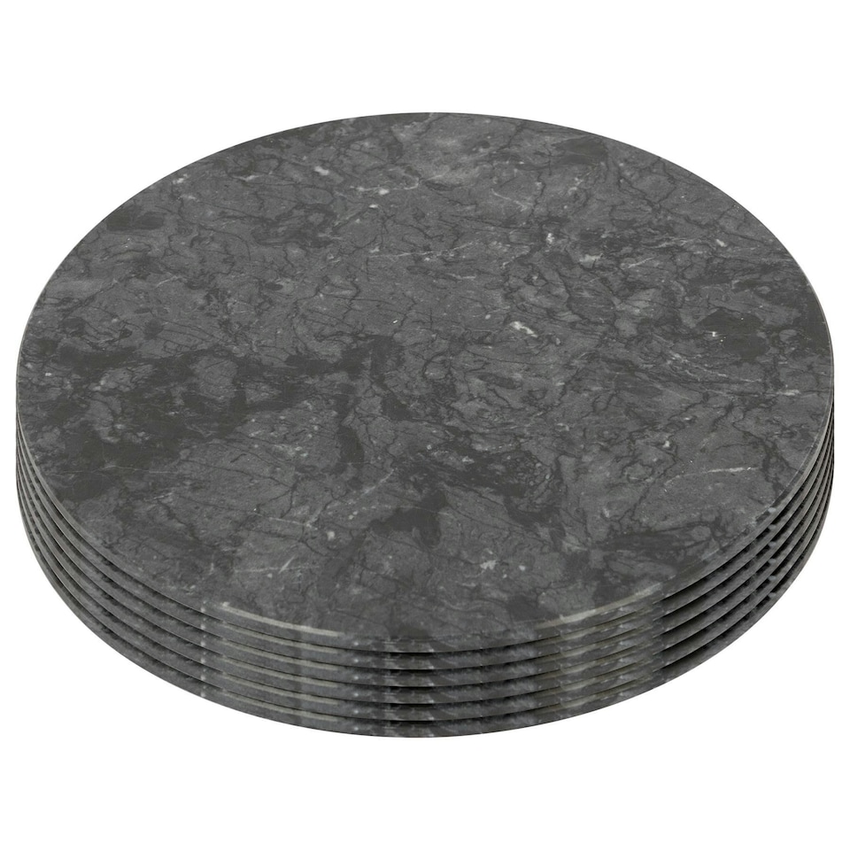 image 1 of Argon Tableware Round Marble Placemats - 30cm - Black - Pack of 6 Black