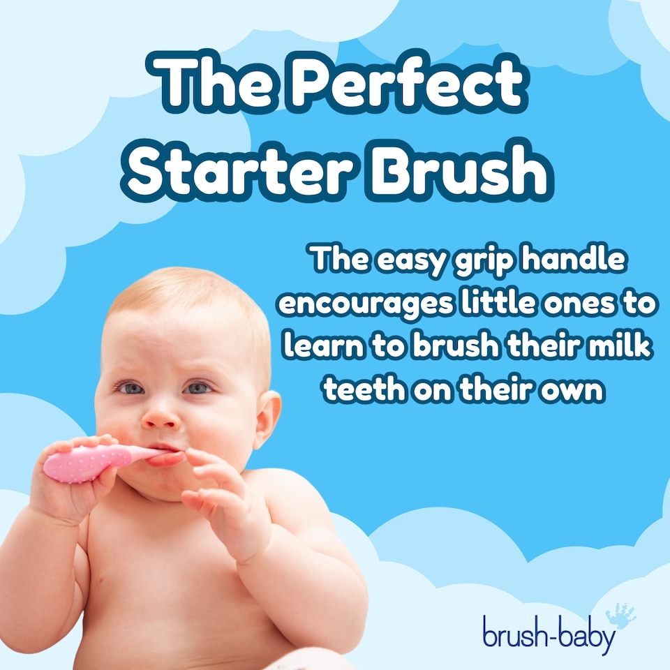 image 1 of Brush Baby FlossBrush™ Baby Bristles Toothbrush (0-3 Years) Double Pack - Blue & Teal
