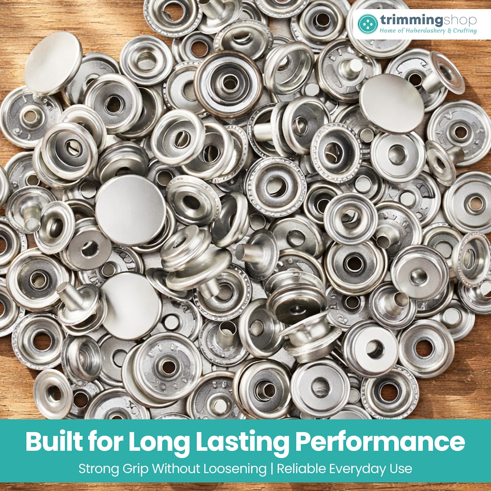 image 1 of 15mm Press Studs 4 Part No Sew Buttons, Durable & Lightweight - 100pcs