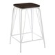 image 2 of Interiors by Premier White Metal and Elm Wood Stool, Large Square Stool, Accent Wooden Bar Stool for Home Bar