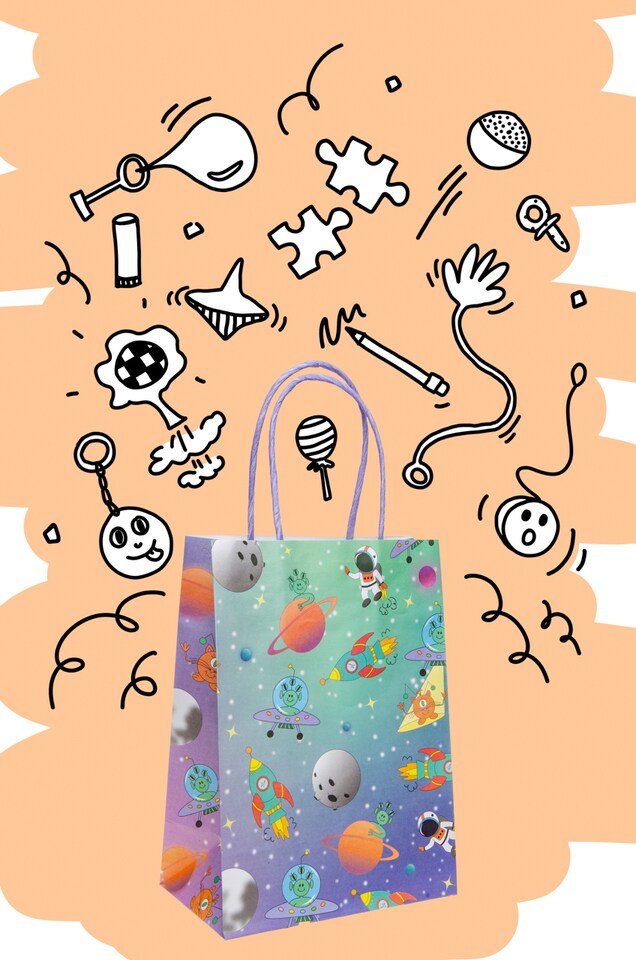 image 1 of Pack of 12 Space Design Paper Gift Bags