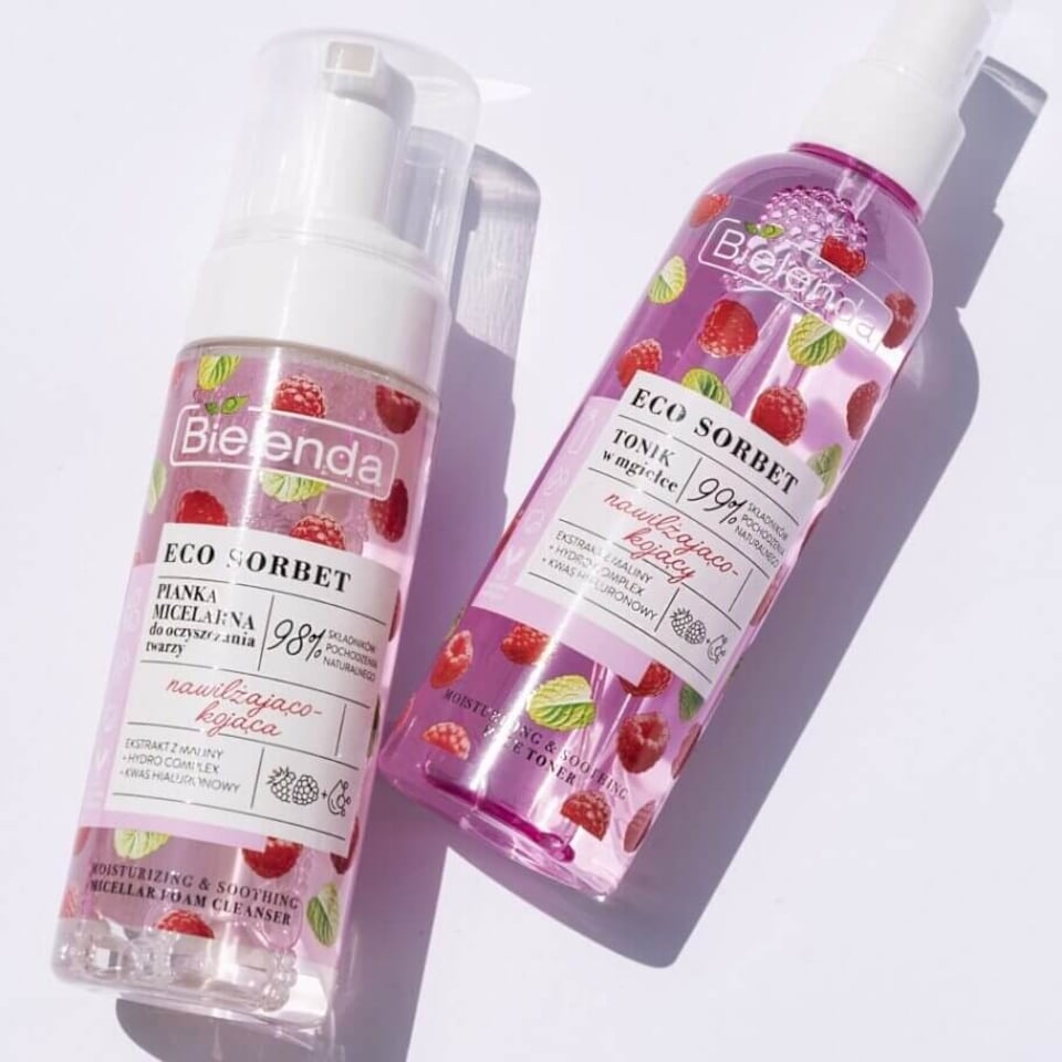 image 1 of Bielenda Eco Sorbet Raspberry Moisturising Soothing Micellar Cleansing Foam 150ml
