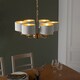image 5 of Highclere Multi Arm Shade Pendant Ceiling Lamp, Antique Brass Plate, Vintage White Fabric