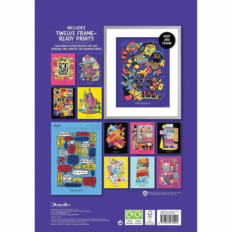 image 1 of Friends Collectors Edition Deluxe 2025 A3 Wall Calendar - Multicoloured - 42cm x 30cm