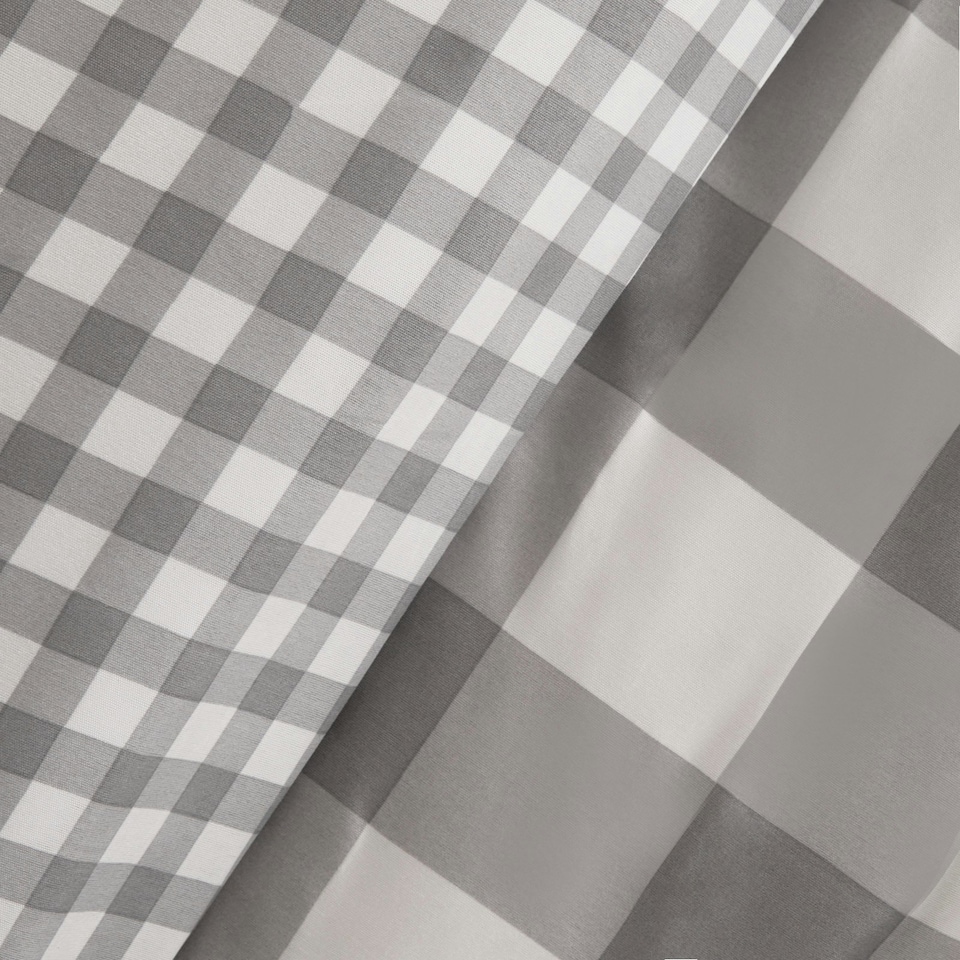 image 1 of OHS Gingham Reversible Duvet Quilt Cover Bedding Set, Single - Grey
