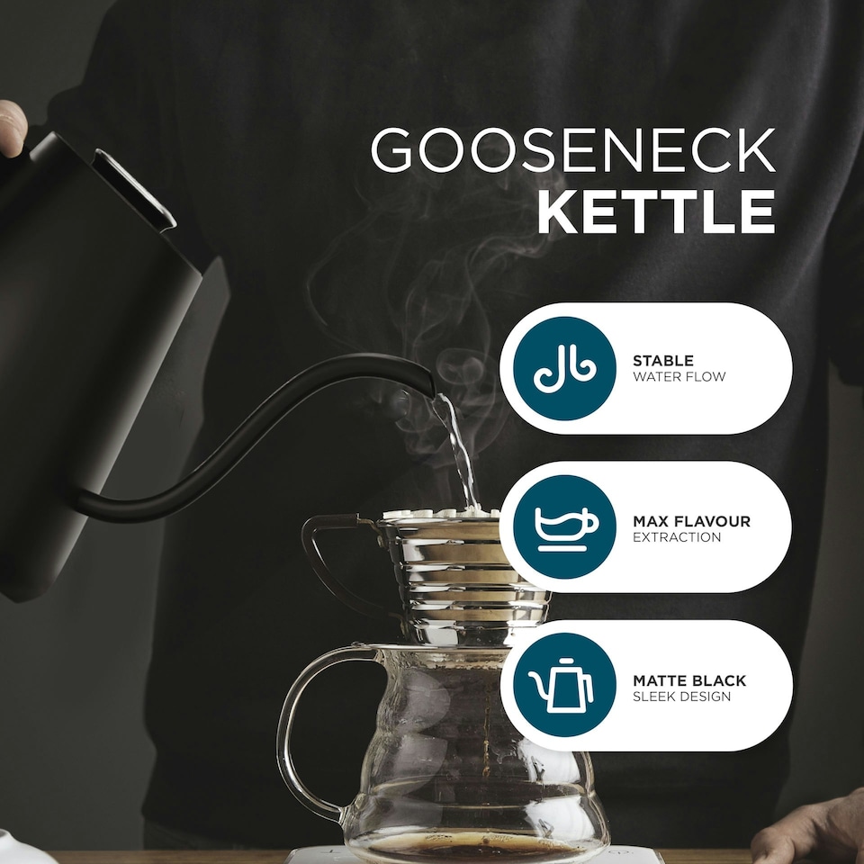 image 1 of DMD Electric Gooseneck Kettle Digital Display, 8mm Spout, 40-100°C Temp Control