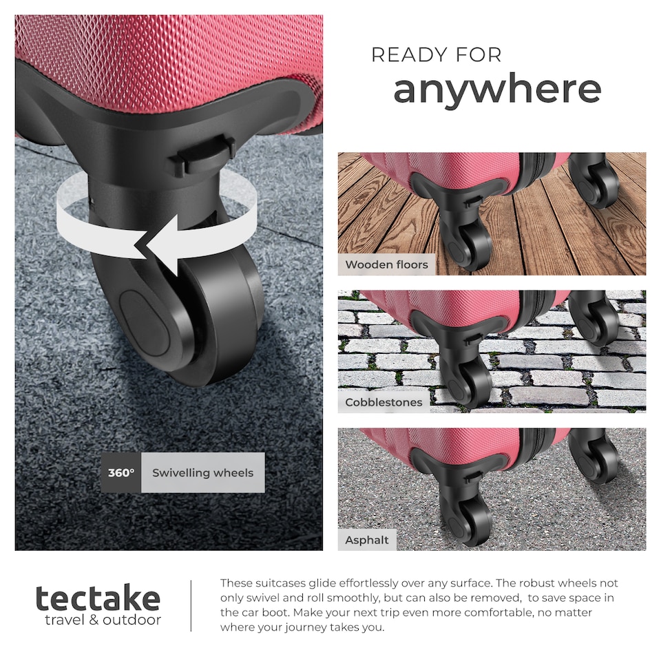 image 1 of Suitcases Set of 3 - scale, luggage tag, lock included, swivel wheels | Red | burgundy | 1