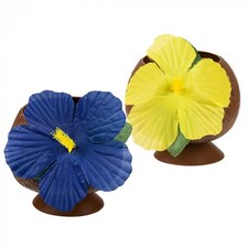 Assorted Reusable Coconut Cup With Flower 400ml