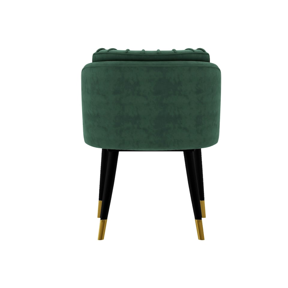 image 1 of Single Milano Velvet Dining Chair with Stylish Ribbed Back Design, Black Metal Legs with Silver Tips Green | Gold End Tips  