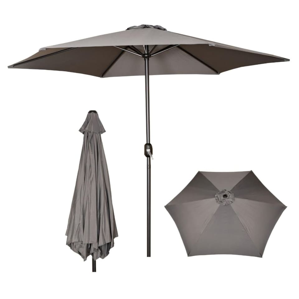 image 1 of Samuel Alexander 2.7m Havana Garden Patio Parasol with Crank Handle in Grey | Grey | Grey