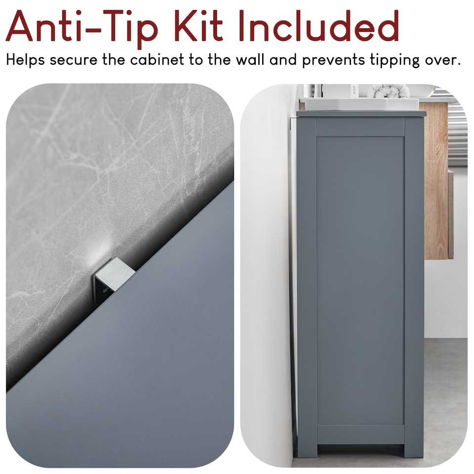 image 1 of Bath Vida Priano 4 Drawer 1 Door Freestanding Bathroom Storage Cabinet, Grey