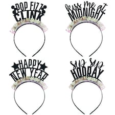 Assorted Iridescent Fringe New Year Fancy Dress Headbands - Pack of 4