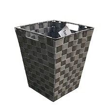 Grey Nylon Plastic Waste Paper Bin – Strong Square Storage Basket Wastebasket for Home, Office & Hotels – Versatile Rubbish & Garbage Bin