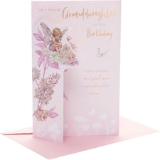 Flowers Fairies Design Granddaughter Birthday Card